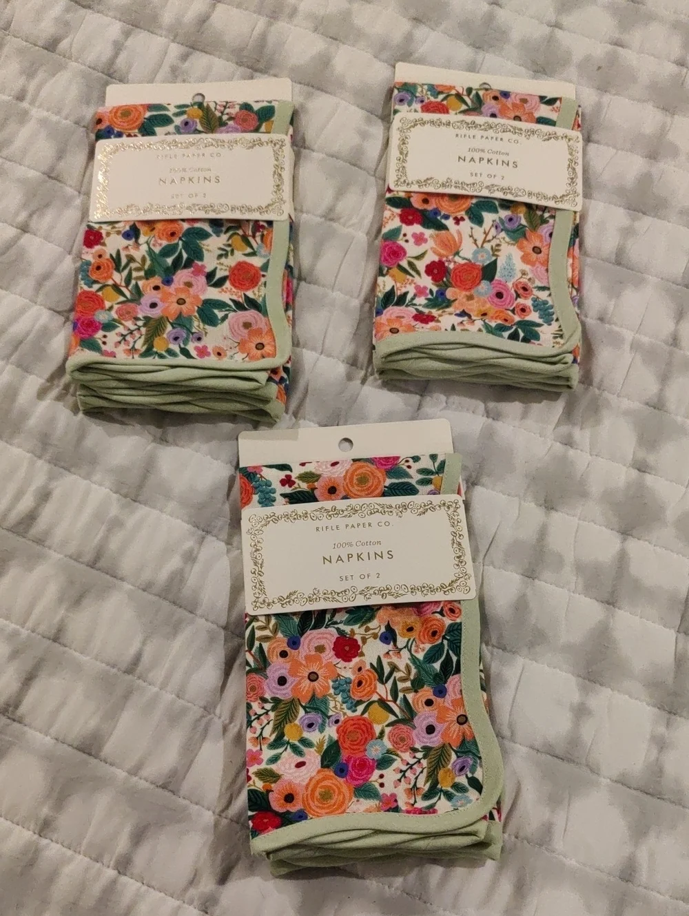 New! Set Of 6 Cotton Cloth Napkins Rifle Paper Cottagecore Retro Luxury Floral